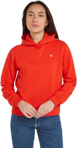 Calvin Klein Jeans Damen Hoodie mit Kapuze, Rot (Fiery Red), XL von Calvin Klein Jeans