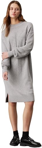 Calvin Klein Jeans Damen CK INTARSIA LOOSE SWEATER DRESS J20J224923, Grey (Grey Heather), L von Calvin Klein