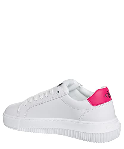 Calvin Klein Jeans Damen Chunky Sole Sneaker Chunky Cupsole Laceup Schuhe, Weiß (White/Raspberry Sorbet), 37 von Calvin Klein Jeans