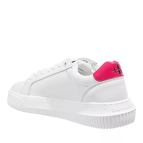 Calvin Klein Jeans Damen Chunky Sole Sneaker Chunky Cupsole Laceup Schuhe, Weiß (White/Raspberry Sorbet), 41 von Calvin Klein Jeans