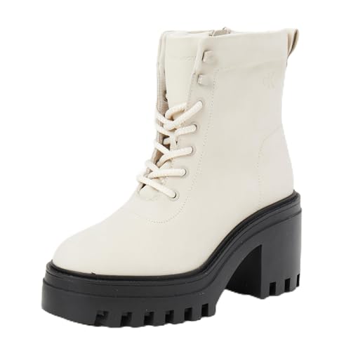 Calvin Klein Damen Boots Chunky Heeled Zip mit Absatz, Elfenbein (Eggshell/Black), 39 von Calvin Klein