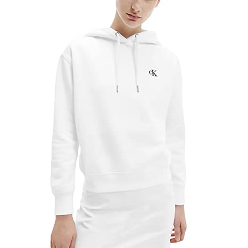 Calvin Klein Jeans Damen Sweatshirt Ck Embroidery mit Kapuze, Weiß (Bright White), L von Calvin Klein Jeans
