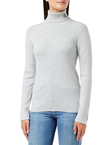 Calvin Klein Jeans Damen CK Tight ROLL Neck Sweater J20J219779 Pullover, Grau (Light Grey Heather), S von Calvin Klein Jeans