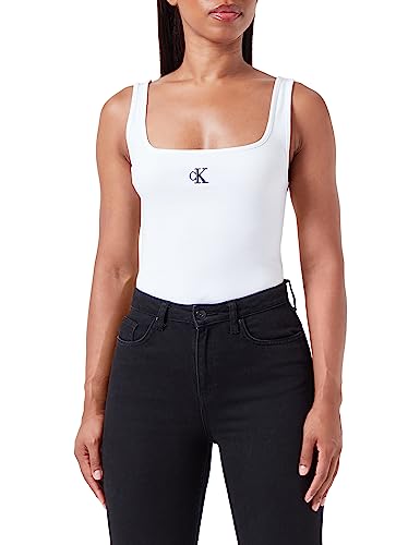 Calvin Klein Jeans Damen CK Rib Tank TOP J20J223192 Andere Strickoberteile, Weiß (Bright White), L von Calvin Klein Jeans