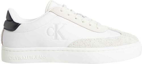 Calvin Klein Damen Cupsole Sneaker Classic Low aus Leder, Weiß (Bright White/Black), 41 von Calvin Klein