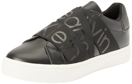 Calvin Klein Jeans Damen Sneaker Classic Cupsole aus Leder, Schwarz (Black/Bright White), 39 von Calvin Klein Jeans