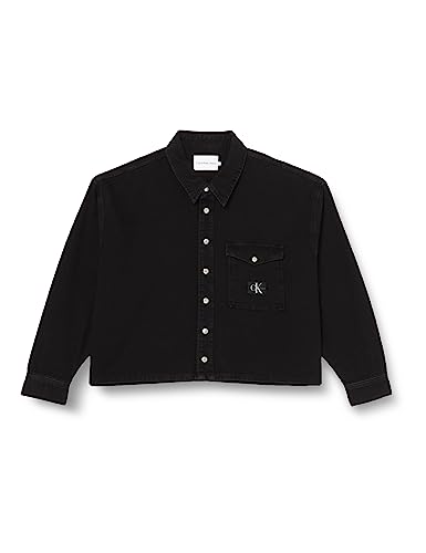 Calvin Klein Jeans Damen Cropped Shirt Plus J20J222350 Gewebte Oberteile, Denim (Denim Black), 3XL von Calvin Klein Jeans