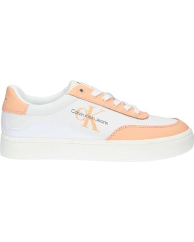 Calvin Klein Jeans Damen Cupsole Sneaker Classic Cupsole Low Lace Lth Ml Schuhe, Mehrfarbig (Bright White/Apricot Ice), 37 EU von Calvin Klein Jeans