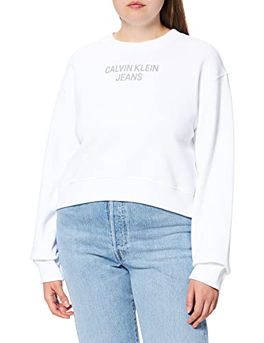 Calvin Klein Jeans Damen Easy INSTITUTIONAL Crewneck Pullover, Bright White, L von Calvin Klein Jeans