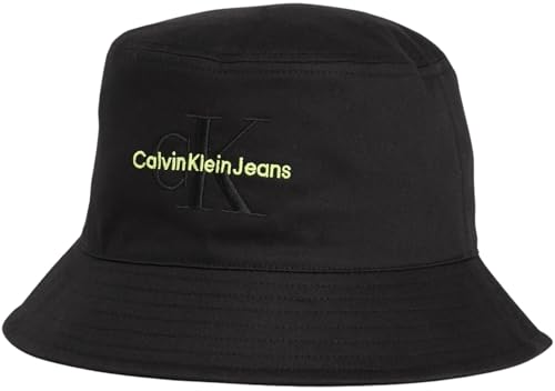 Calvin Klein Jeans Damen Fischerhut Monogram Bucket Hat, Schwarz (Black/Sharp Green), Einheitsgröße von Calvin Klein Jeans