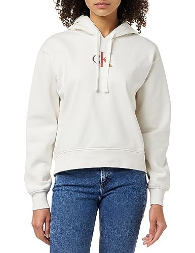 Calvin Klein Jeans Damen Hoodie Gradient mit Kapuze, Weiß (Ivory), XL von Calvin Klein Jeans