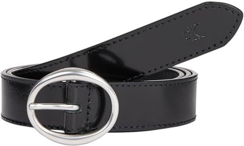 Calvin Klein Jeans Damen Gürtel Classic Round Lthr Belt25Mm aus Leder, Schwarz (Black), 65 cm von Calvin Klein
