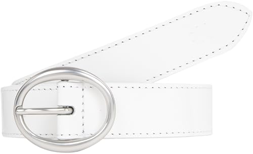 Calvin Klein Jeans Damen Gürtel Classic Round Lthr Belt25Mm aus Leder, Weiß (Bright White), 105 cm von Calvin Klein Jeans