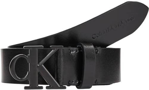 Calvin Klein Jeans Damen Gürtel Round Mono Belt aus Leder, Schwarz (Black/Black), 105 cm von Calvin Klein Jeans