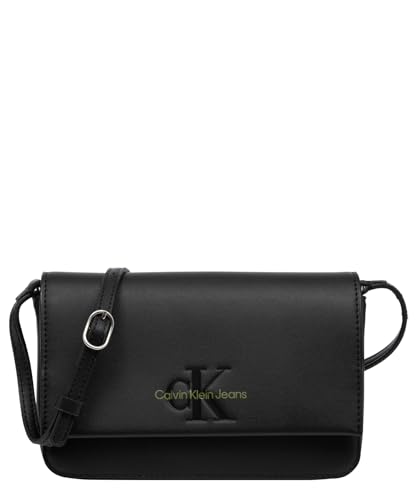 Calvin Klein Jeans Damen Handy-Portemonnaie Sculpted Wallet zum Umhängen, Schwarz (Black/Dark Juniper), Einheitsgröße von Calvin Klein Jeans