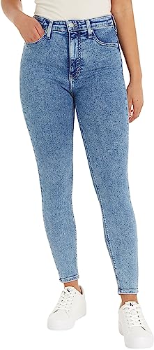 Calvin Klein Jeans Damen Jeans High Rise Ankle Skinny Fit, Blau (Denim Medium), 27W von Calvin Klein Jeans