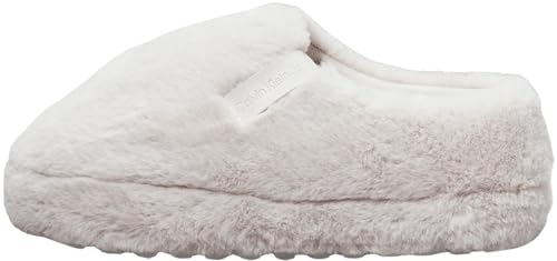 Calvin Klein Damen Hausschuhe Home Anke Slipper Fur Plüsch, Mehrfarbig (Triple Eggshell), 38 von Calvin Klein