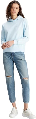 Calvin Klein Jeans Damen Hoodie Ck Embro Badge Regular mit Kapuze, Blau (Keepsake Blue), S von Calvin Klein Jeans