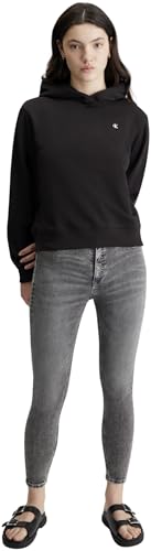 Calvin Klein Jeans Damen Hoodie Ck Embro Badge Regular mit Kapuze, Schwarz (Ck Black), L von Calvin Klein