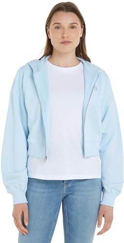 Calvin Klein Jeans Damen Hoodie Ck Embro Badge Zip-Through mit Reißverschluss, Blau (Keepsake Blue), XS von Calvin Klein Jeans