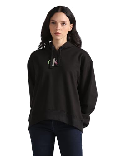 Calvin Klein Jeans Damen Hoodie Gradient mit Kapuze, Schwarz (Ck Black), XXS von Calvin Klein Jeans