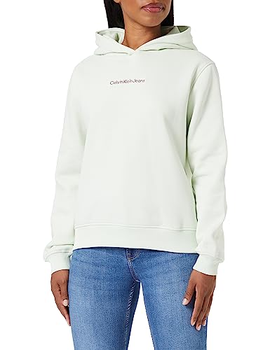 Calvin Klein Jeans Damen Hoodie Institutional Regular mit Kapuze, Grün (Canary Green/Amaranth), 3XL von Calvin Klein Jeans