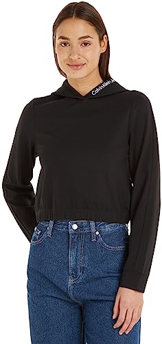 Calvin Klein Jeans Damen Hoodie Milano mit Kapuze, Schwarz (Ck Black), M von Calvin Klein Jeans