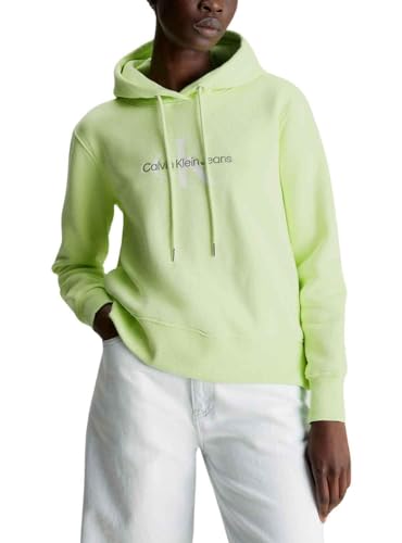 Calvin Klein Jeans Damen Hoodie Monologo Regular Hoodie mit Kapuze, Grün (Exotic Mint), L von Calvin Klein Jeans