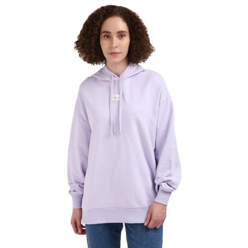 Calvin Klein Jeans Damen Hoodie Oversized mit Kapuze, Violett (Pastel Lilac), XXL von Calvin Klein