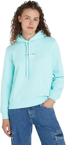 Calvin Klein Jeans Damen Hoodie mit Kapuze, Türkis (Blue Tint), S von Calvin Klein Jeans