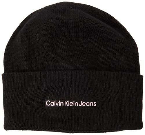 Calvin Klein Jeans Damen INST EMBRO BEANIE K60K612651, Black (Black/Peach Whip), OS von Calvin Klein