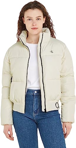 Calvin Klein Jeans Damen Jacke Logo Short Puffer Winterjacke, Weiß (Ivory), XXL von Calvin Klein Jeans