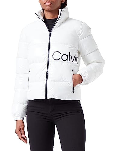 Calvin Klein Jeans Damen Jacke Shiny Short Fitted Winterjacke, Weiß (Ivory), M von Calvin Klein Jeans
