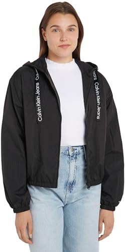 Calvin Klein Jeans Damen Jacke Windbreaker Übergangsjacke, Schwarz (Ck Black), M von Calvin Klein