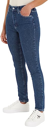 Calvin Klein Jeans Damen Jeans High Rise Skinny Fit, Blau (Denim Medium), 27W / 34L von Calvin Klein Jeans