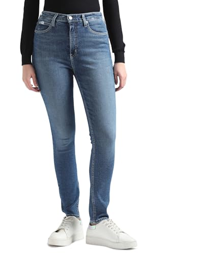 Calvin Klein Jeans Damen Jeans High Rise Skinny Fit, Blau (Denim Medium), 30W / 32L von Calvin Klein Jeans