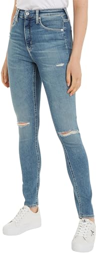 Calvin Klein Jeans Damen Jeans High Rise Skinny Fit, Blau (Denim Medium), 32W / 32L von Calvin Klein Jeans