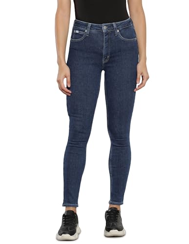 Calvin Klein Jeans Damen Jeans High Rise Skinny Fit, Blau (Denim Medium), 33W / 32L von Calvin Klein Jeans