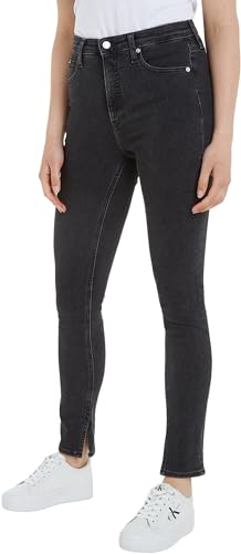 Calvin Klein Jeans Damen Jeans High Rise Skinny Fit, Schwarz (Denim Black), 28W / 30L von Calvin Klein Jeans