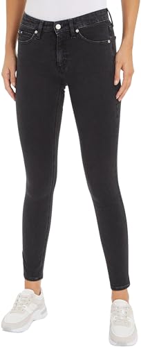 Calvin Klein Jeans Damen Jeans Hose Mid Rise Skinny Fit, Blau (Denim Black), 25W/32L von Calvin Klein