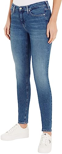 Calvin Klein Jeans Damen Jeans Mid Rise Skinny Fit, Blau (Denim Dark), 25W / 32L von Calvin Klein Jeans