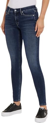 Calvin Klein Jeans Damen Jeans Mid Rise Skinny Fit, Blau (Denim Dark), 28W / 30L von Calvin Klein Jeans