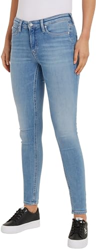 Calvin Klein Jeans Damen Jeans Mid Rise Skinny Fit, Blau (Denim Light), 26W / 32L von Calvin Klein Jeans