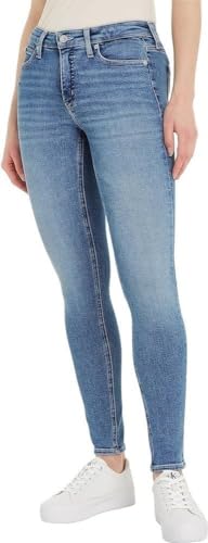 Calvin Klein Jeans Damen Jeans Mid Rise Skinny Fit, Blau (Denim Light), 32W / 32L von Calvin Klein Jeans