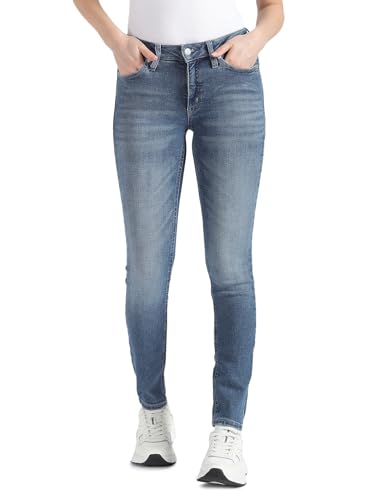 Calvin Klein Jeans Damen Jeans Mid Rise Skinny Fit, Blau (Denim Medium), 32W / 32L von Calvin Klein Jeans