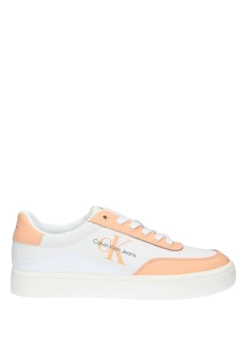 Calvin Klein Jeans Damen Cupsole Sneaker Classic Cupsole Low Lace Lth Ml Schuhe, Mehrfarbig (Bright White/Apricot Ice), 36 EU von Calvin Klein Jeans