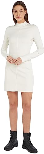 Calvin Klein Jeans Damen Kleid Coated Milano A-Line Langarm, Weiß (Ivory), M von Calvin Klein