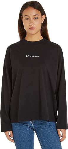 Calvin Klein Jeans Damen INSTITUTIONAL Loose Long Sleeves J20J222021 Langarm Strickoberteile, Schwarz (Ck Black), L von Calvin Klein Jeans