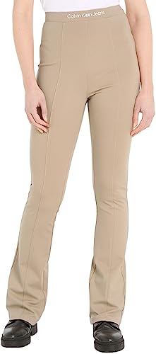 Calvin Klein Jeans Damen Leggings Logo Elastic Milano Sport, Beige (Plaza Taupe), M von Calvin Klein