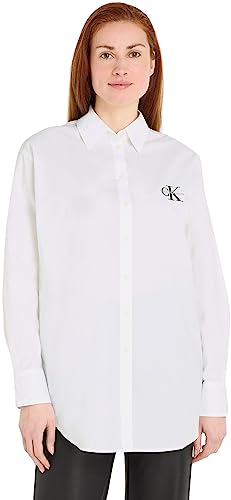 Calvin Klein Jeans Damen Loose MONOLOGO Shirt J20J221866 Gewebte Oberteile, Weiß (Bright White), 3XL von Calvin Klein Jeans